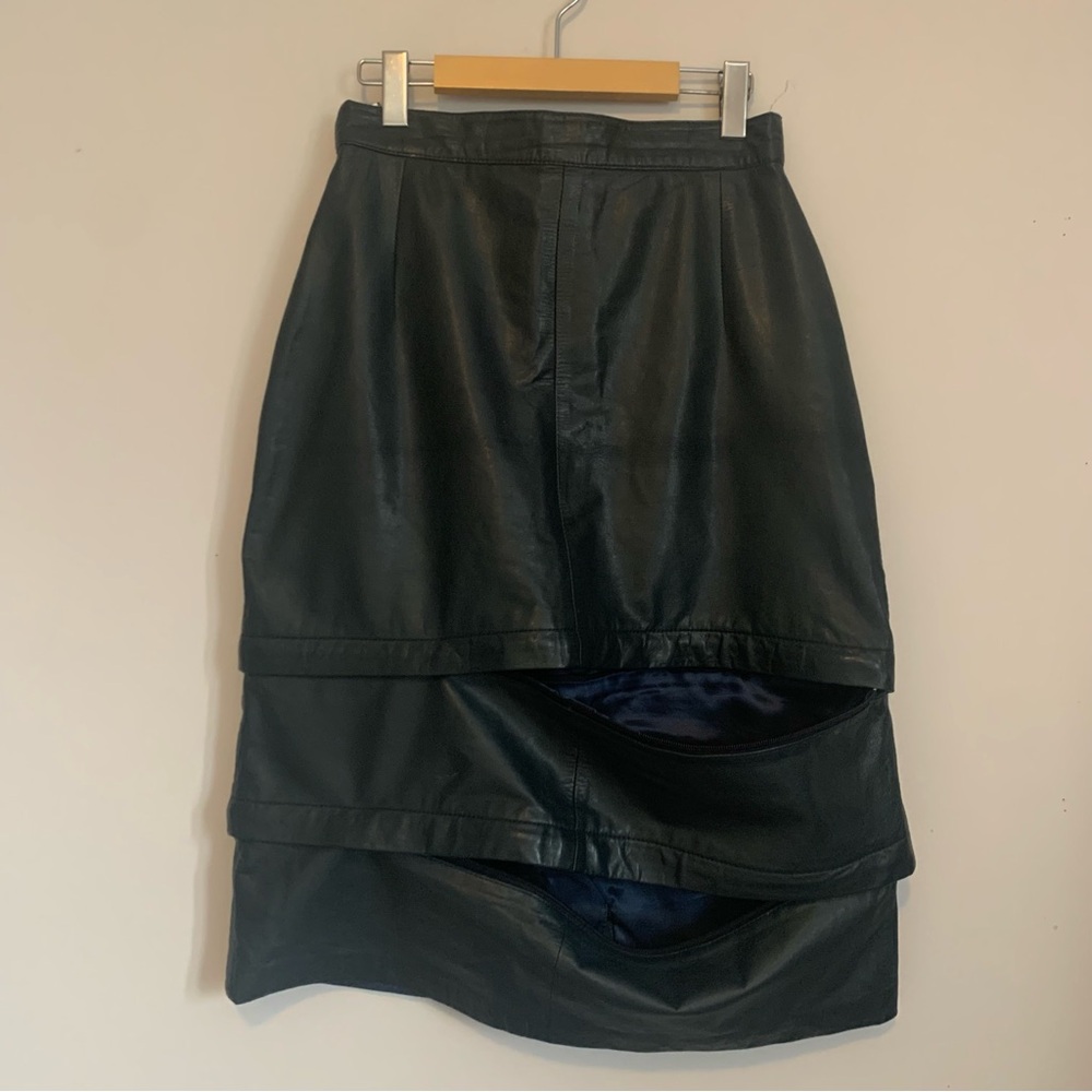 3 Lengths in 1 Genuine Leather Dark Blue / Navy Skirt